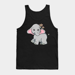 Little elephant with beautiful flowers Tank Top